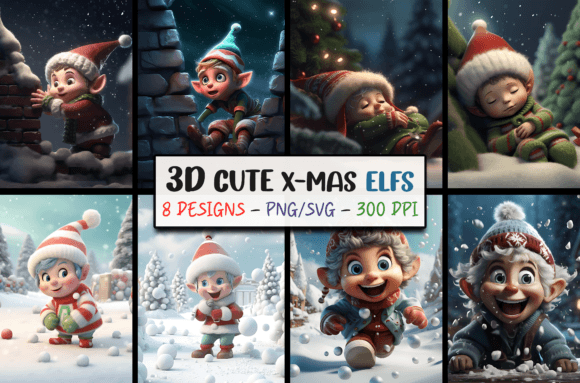 3D Christmas Backgrounds - Elf SVG Graphics
