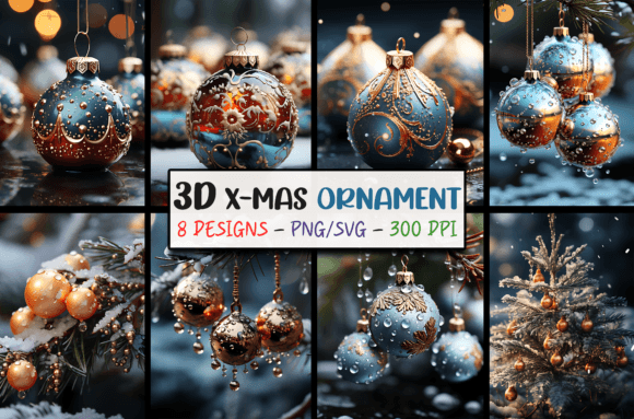 3D Christmas Backgrounds – Ornaments SVG Graphics