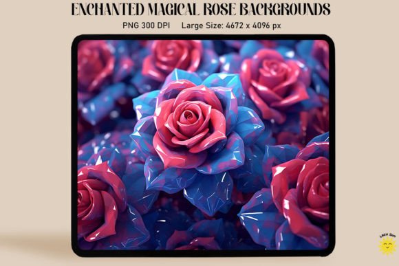3D Crystal Roses Pattern Backgrounds