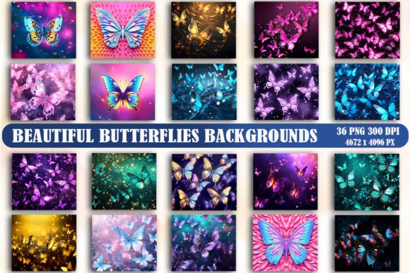 Beautiful Butterflies Backgrounds Bundle: Graphics & Backgrounds