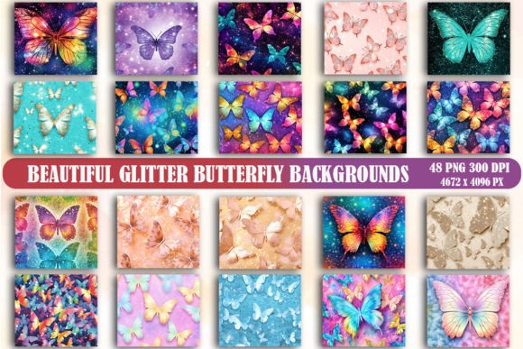 Beautiful Glitter Butterfly Backgrounds Graphics