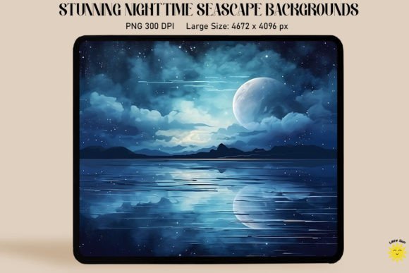 Beautiful Ocean Night Sky Backgrounds Graphics