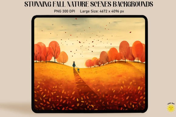 Cozy Field in Autumn Backgrounds Graphics