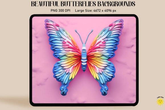 Cute Retro 3D Butterfly Backgrounds Graphics