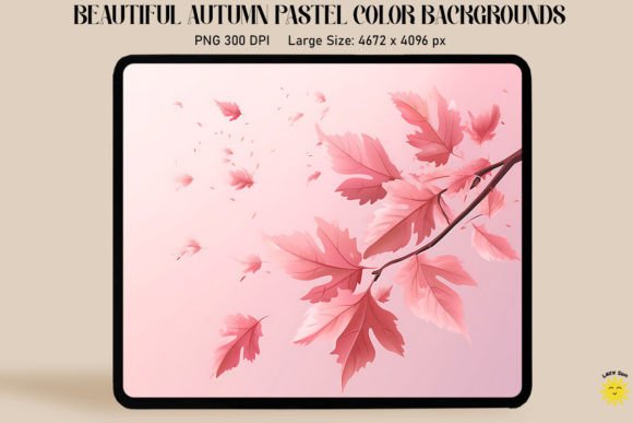 Falling Leaves Pastel Pink Graphics & Backgrounds