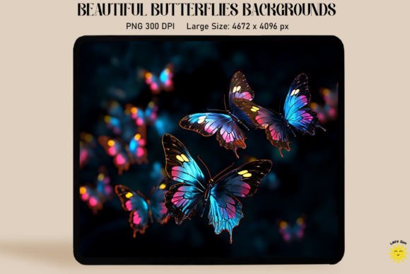 Fantasy Butterflies in Black Backgrounds Graphics