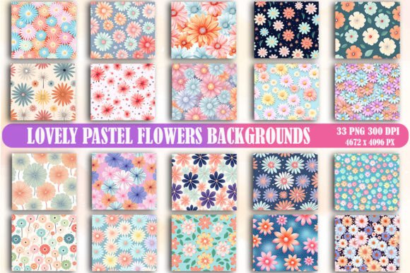 Lovely Pastel Flowers Backgrounds Bundle: Graphics & Backgrounds