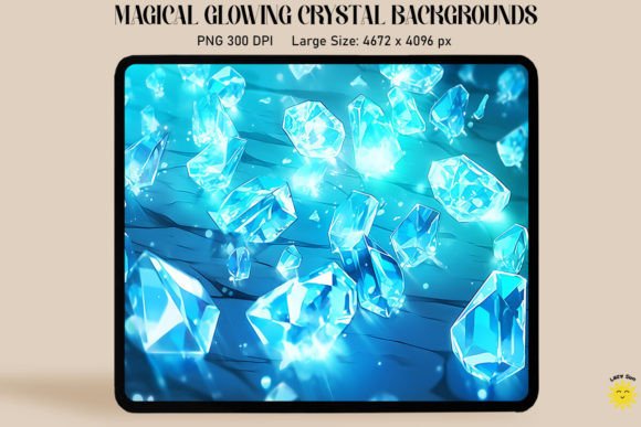 Magical Glowing Cyan Crystal Backgrounds Graphics