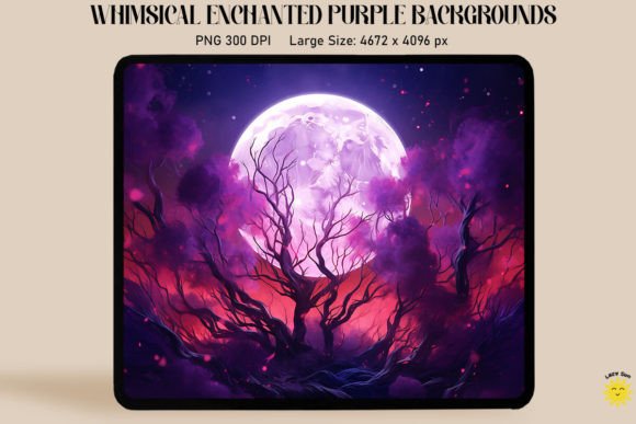 Magical Purple Moon Backgrounds Graphics