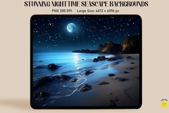 Nocturnal Seashore Scenes Backgrounds Graphics