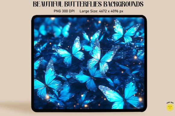 Sparkly Blue Butterflies Backgrounds Graphics