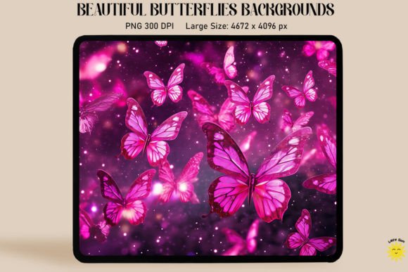 Sparkly Magenta Butterflies Graphics & Backgrounds