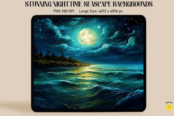 Tranquil Midnight Seascapes Backgrounds Graphics