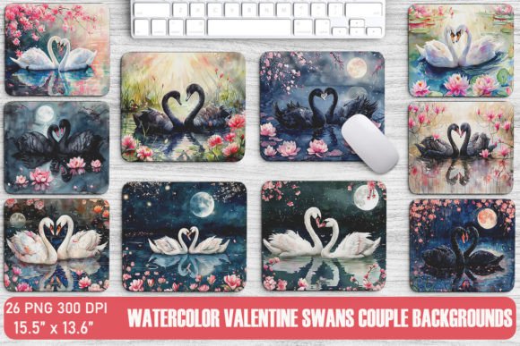 Valentine Swans Couple Backgrounds Graphics