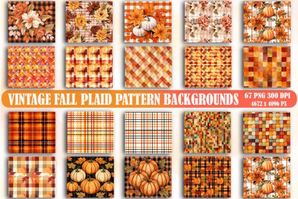 Vintage Fall Plaid Pattern Backgrounds