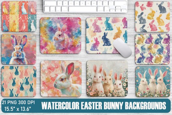 Watercolor Easter Bunny Backgrounds Graphics